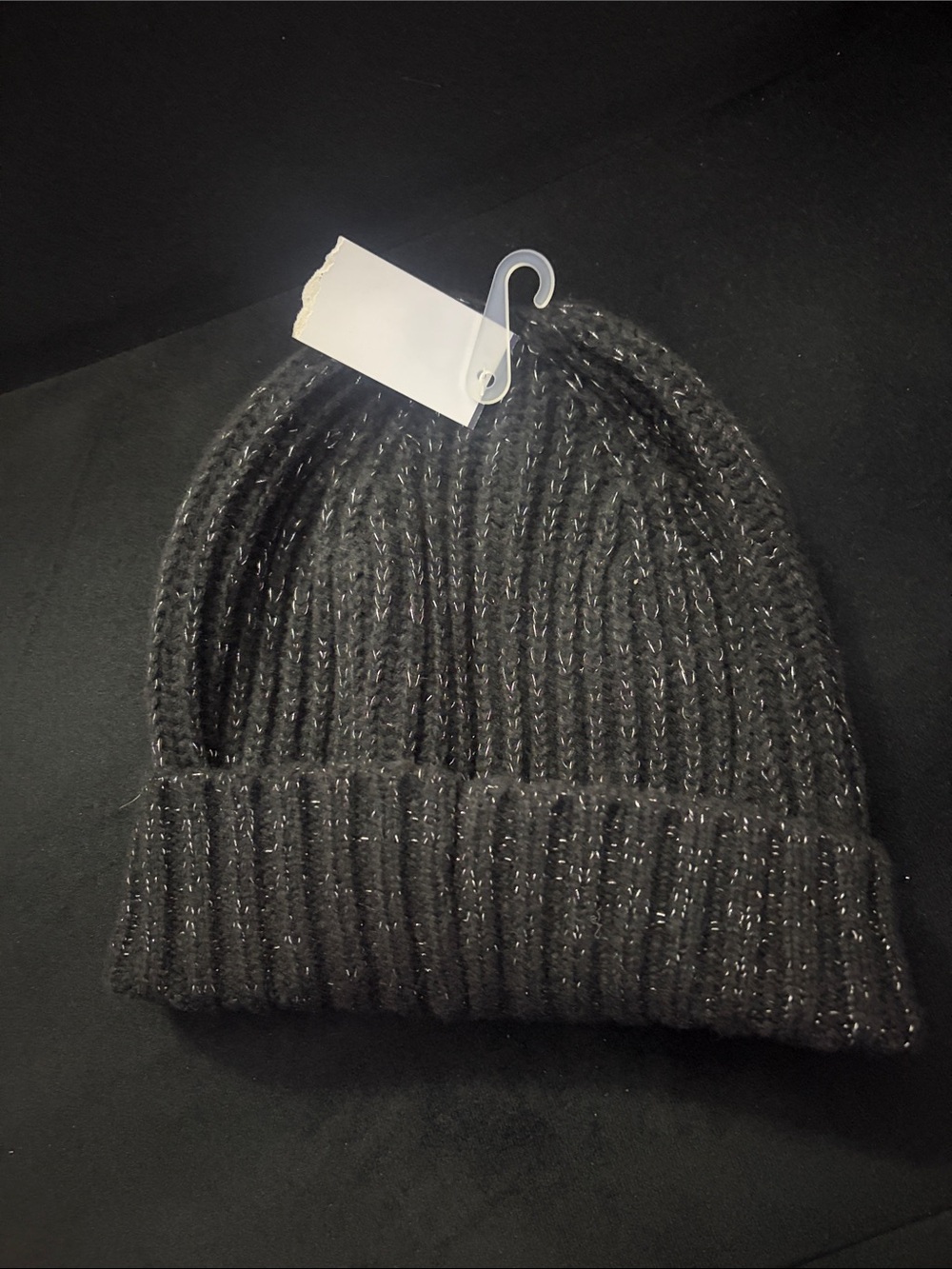 Black metallic beanie